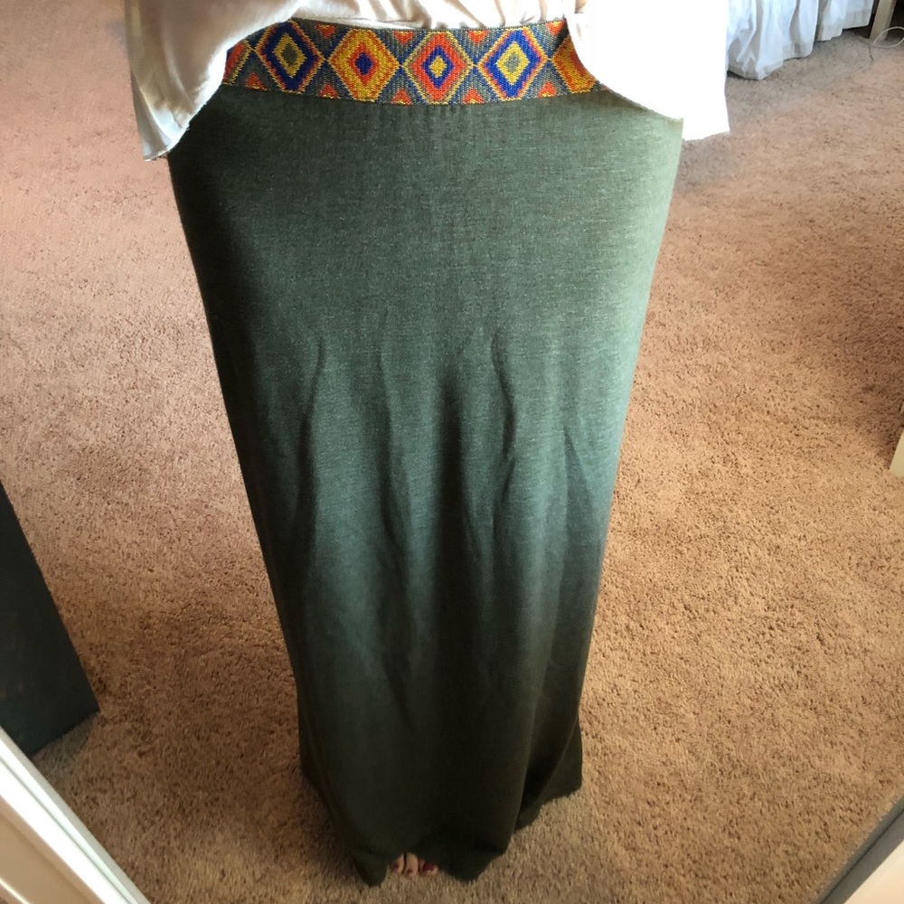 Army Green Maxi Skirt